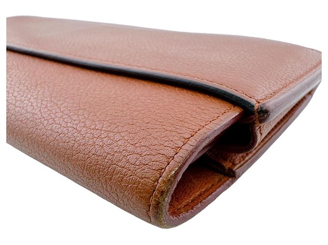 Hermès Carteira longa Hermes em couro castanho - vista 4