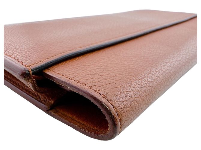 Hermès Carteira longa Hermes em couro castanho - vista 5