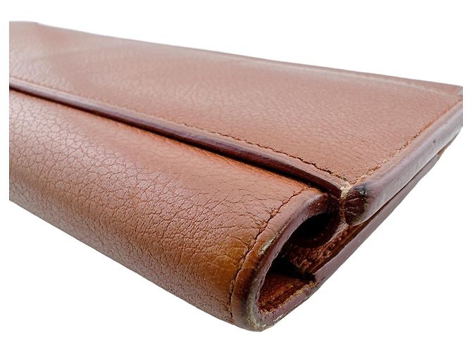 Hermès Carteira longa Hermes em couro castanho - vista 6