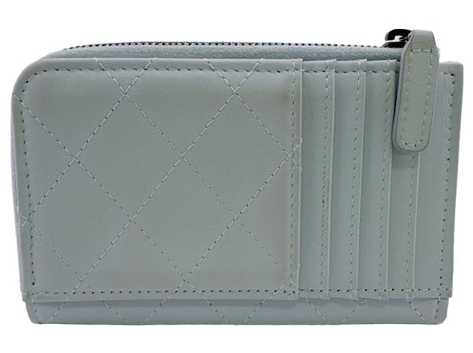 Chanel Matelassé Münzbeutel aus blauem Leder - Ansicht 2