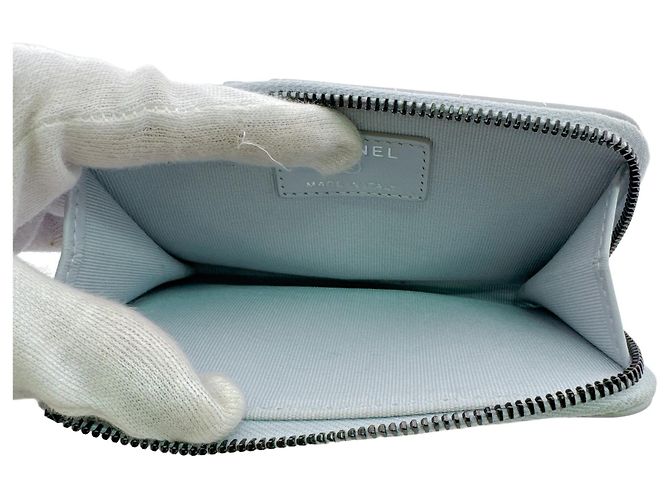 Chanel Matelassé Münzbeutel aus blauem Leder - Ansicht 7