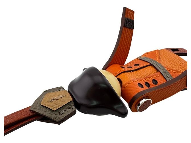 Hermès Charm Hermes Fireworks in pelle Epsom Orange - vista 5