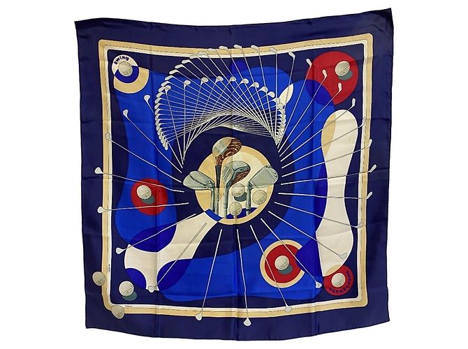 Pañuelo de seda Hermès Swing Carre 90 en azul - vista 2
