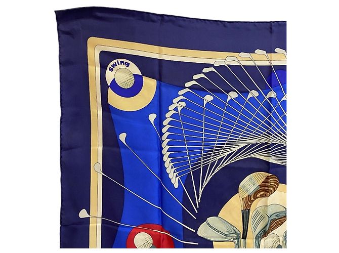 Pañuelo de seda Hermès Swing Carre 90 en azul - vista 3