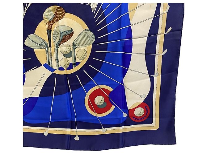 Pañuelo de seda Hermès Swing Carre 90 en azul - vista 5