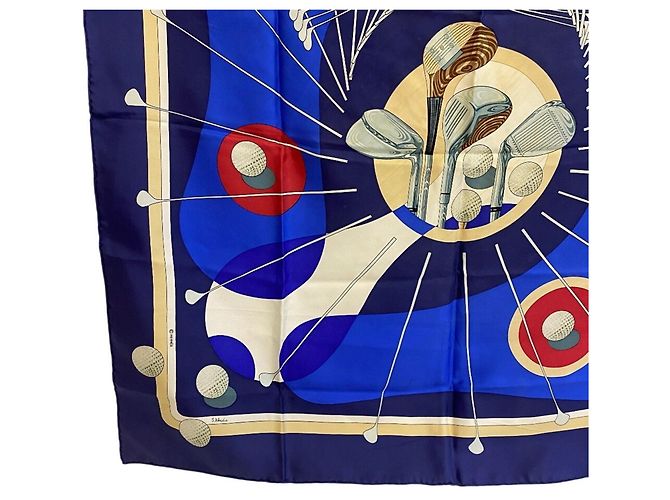 Pañuelo de seda Hermès Swing Carre 90 en azul - vista 6