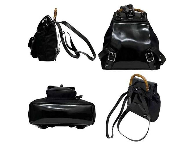 Mini mochila Gucci preta de nylon e couro - vista 2