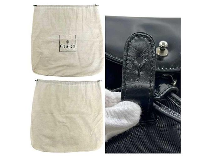 Mini mochila Gucci preta de nylon e couro - vista 4