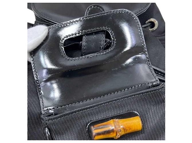 Mini mochila Gucci preta de nylon e couro - vista 6