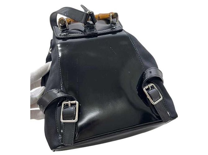 Mini mochila Gucci preta de nylon e couro - vista 7