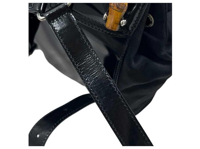 Mini mochila Gucci preta de nylon e couro - vista 9