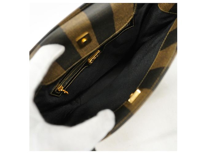 Borsa Fendi Pecan Marrone e Nero PVC - vista 4