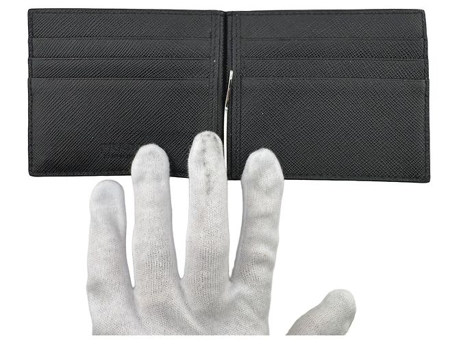 Prada Saffiano Leder Bi-fold Geldbörse mit Geldclip - Ansicht 6
