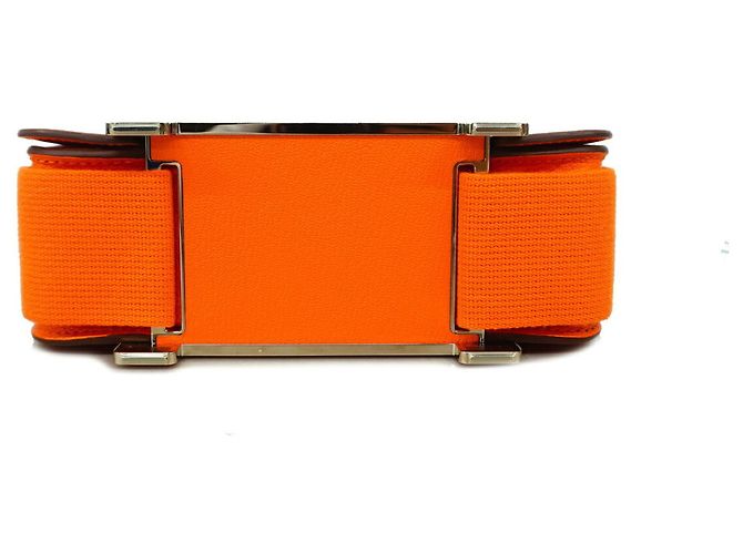 Hermès Borsa a tracolla Hermes in pelle Chevre Mysore Orange - vista 3