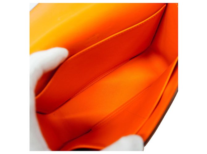 Hermès Borsa a tracolla Hermes in pelle Chevre Mysore Orange - vista 4