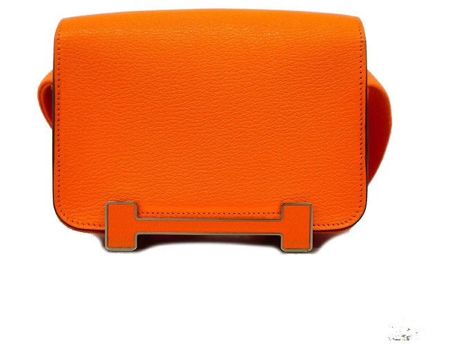 Hermès Borsa a tracolla Hermes in pelle Chevre Mysore Orange - vista 6