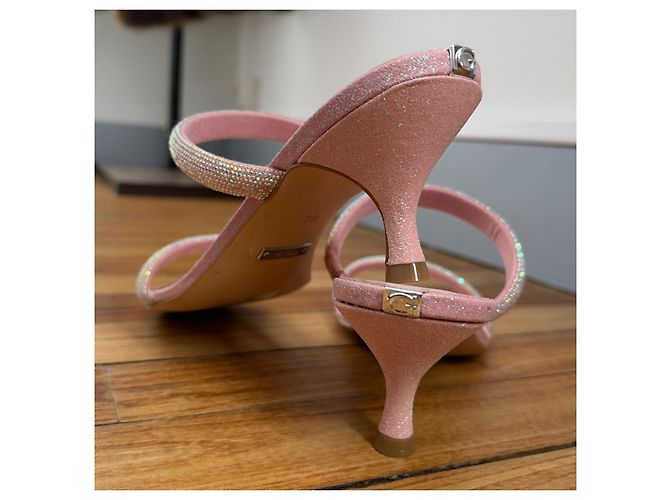 Guess Sandali con tacco rosa glitterati con strass - vista 5