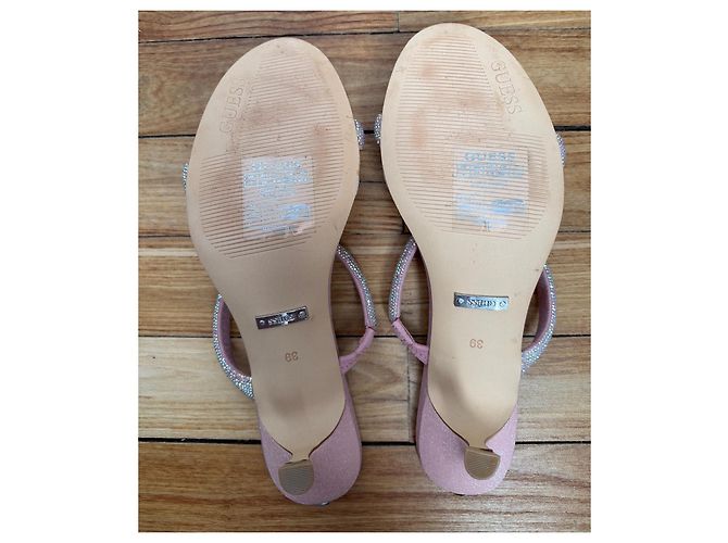 Guess Sandali con tacco rosa glitterati con strass - vista 6