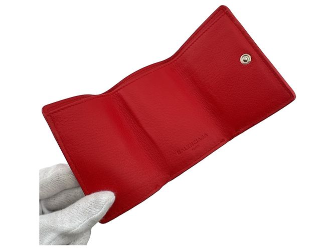 Balenciaga Red Leather Tri-Fold Wallet - view 10