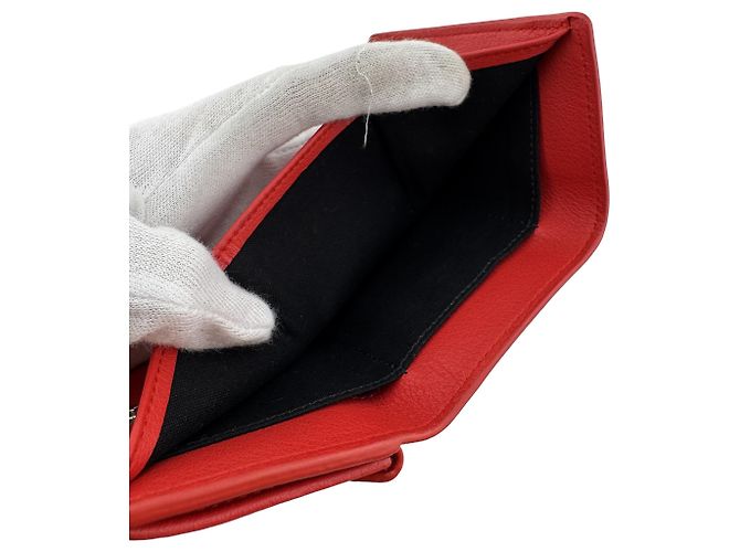 Balenciaga Red Leather Tri-Fold Wallet - view 12