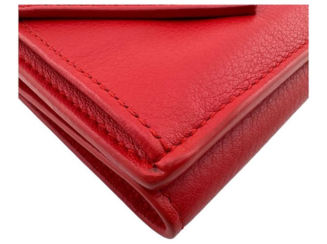 Balenciaga Red Leather Tri-Fold Wallet - view 3