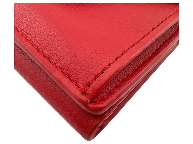 Balenciaga Red Leather Tri-Fold Wallet - view 4