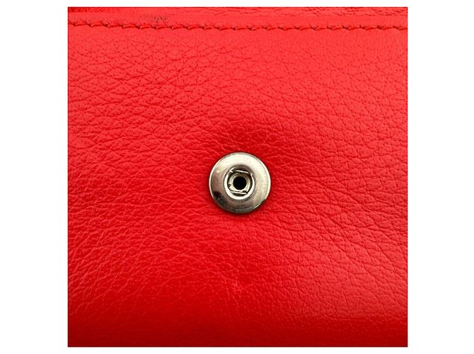 Balenciaga Red Leather Tri-Fold Wallet - view 6