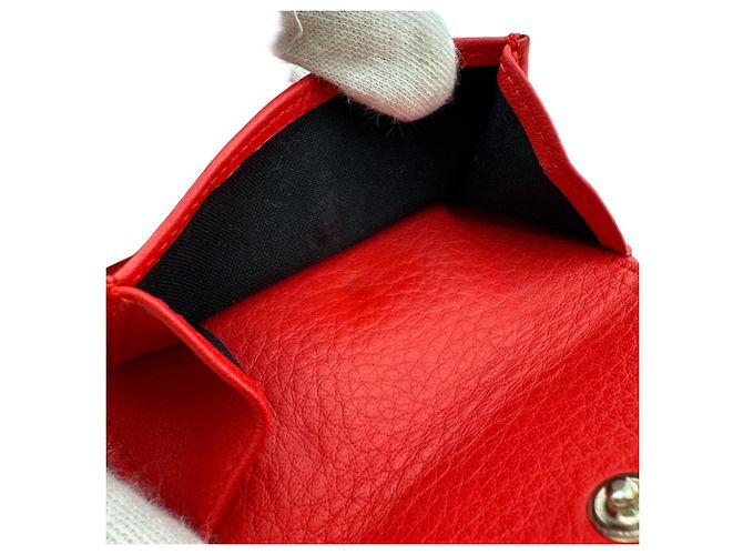 Balenciaga Red Leather Tri-Fold Wallet - view 7