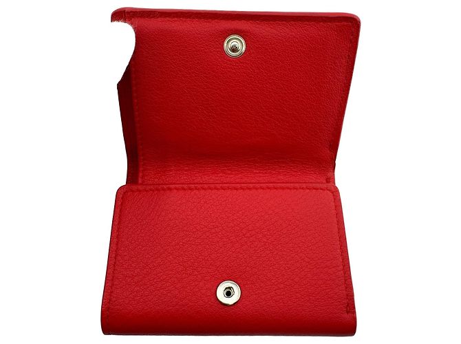 Balenciaga Red Leather Tri-Fold Wallet - view 8