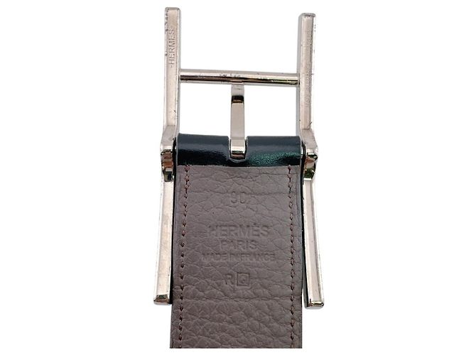 Hermès Api Gürtel 90 Schwarz Leder - Ansicht 11
