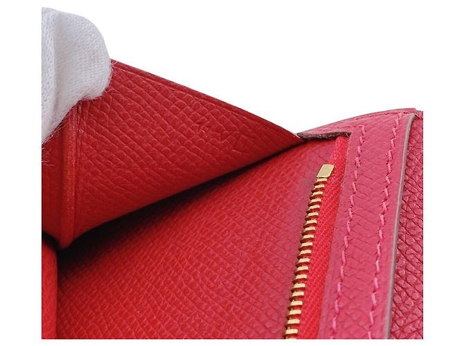Hermès Portafoglio lungo Hermes Bearn in pelle Veau Epsom rosso - vista 11