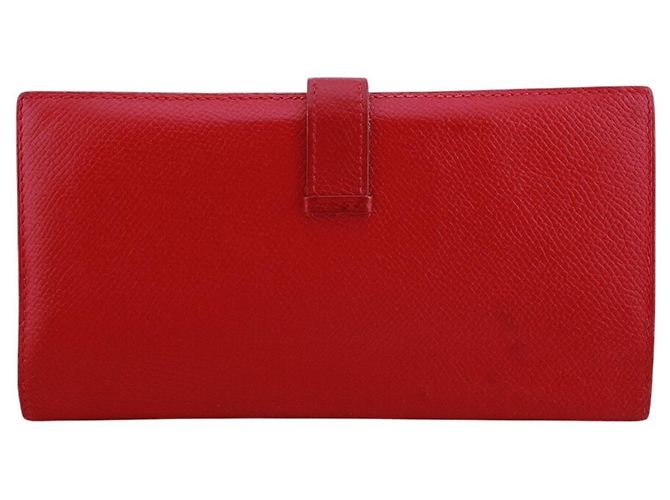 Hermès Portafoglio lungo Hermes Bearn in pelle Veau Epsom rosso - vista 2