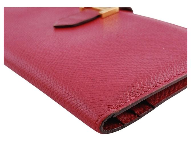 Hermès Portafoglio lungo Hermes Bearn in pelle Veau Epsom rosso - vista 3