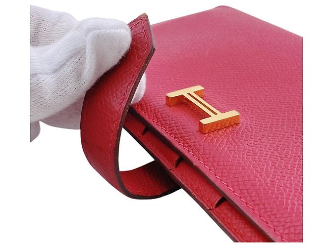 Hermès Portafoglio lungo Hermes Bearn in pelle Veau Epsom rosso - vista 5