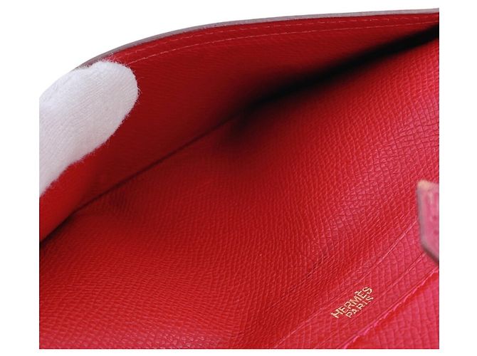 Hermès Portafoglio lungo Hermes Bearn in pelle Veau Epsom rosso - vista 7