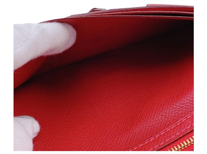 Hermès Portafoglio lungo Hermes Bearn in pelle Veau Epsom rosso - vista 8