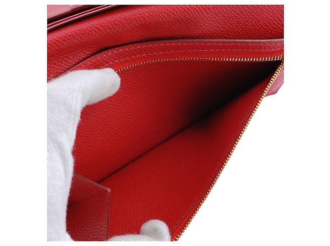 Hermès Portafoglio lungo Hermes Bearn in pelle Veau Epsom rosso - vista 9