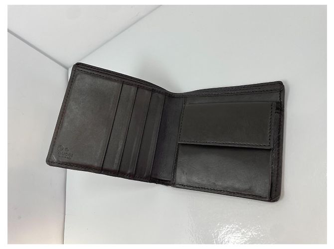 Portafoglio Gucci GG Monogram in pelle marrone scuro - vista 5