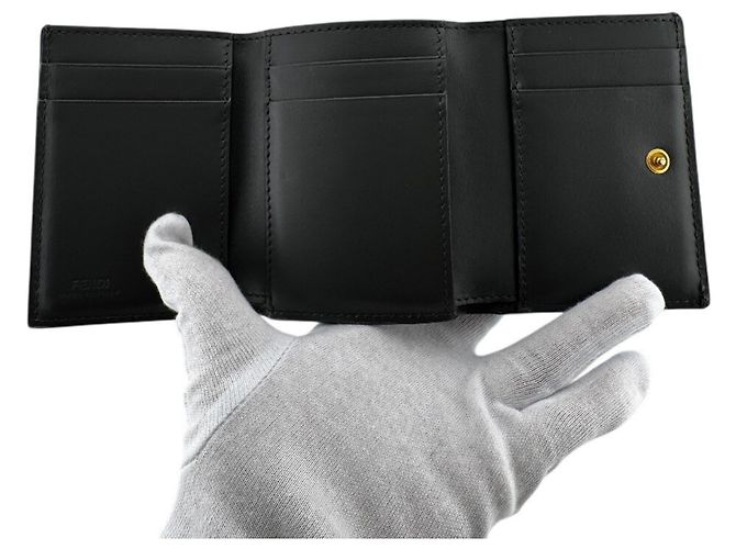 Fendi Auroch FF Leder Tri-fold Geldbörse - Ansicht 7