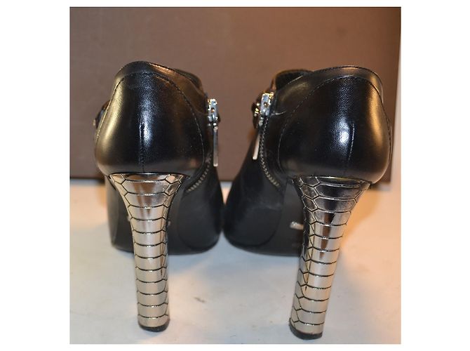 Roberto Cavalli Schwarze Lederstiefeletten Metallabsatz - Ansicht 3