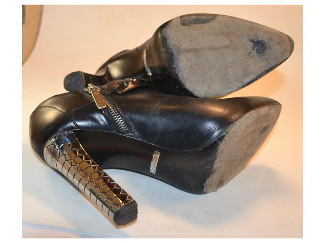 Roberto Cavalli Schwarze Lederstiefeletten Metallabsatz - Ansicht 4
