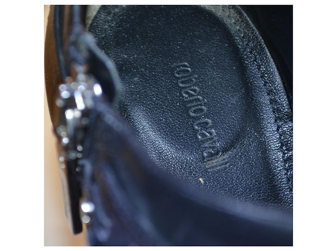 Roberto Cavalli Schwarze Lederstiefeletten Metallabsatz - Ansicht 7