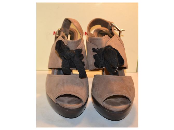 Marni Brown Suede Platform Heel Sandals - view 3