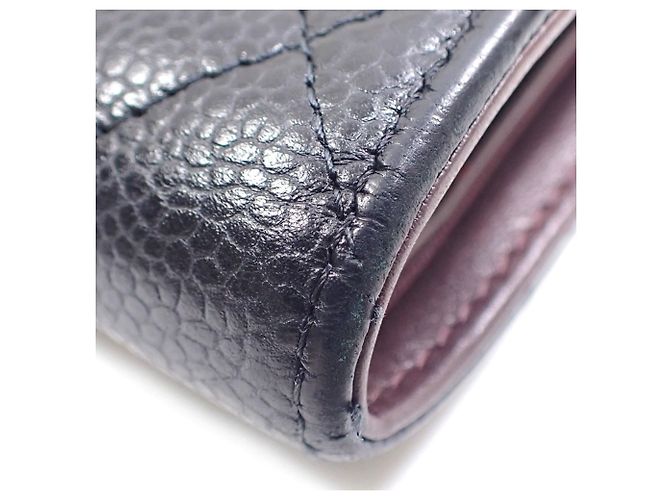 Timeless Portafoglio lungo tri-fold Chanel in pelle di vitello martellata nera - vista 3
