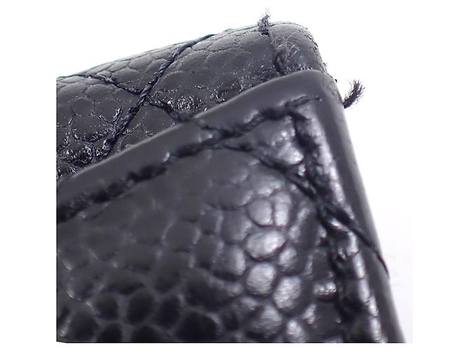 Timeless Portafoglio lungo tri-fold Chanel in pelle di vitello martellata nera - vista 5