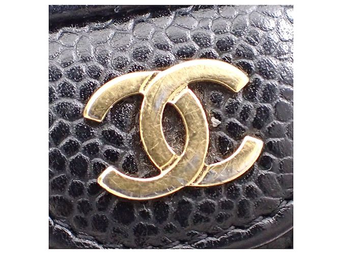 Timeless Portafoglio lungo tri-fold Chanel in pelle di vitello martellata nera - vista 6