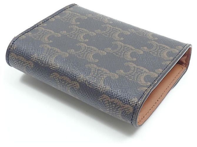 Céline Carteira Tri-fold Celine em lona castanha - vista 2