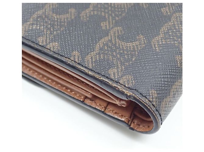 Céline Carteira Tri-fold Celine em lona castanha - vista 4