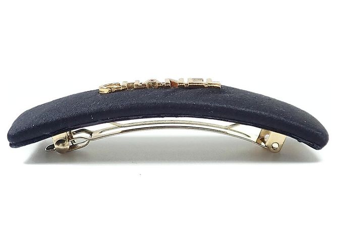 Chanel Haarspange aus Leder und schwarzem Satin - Ansicht 2