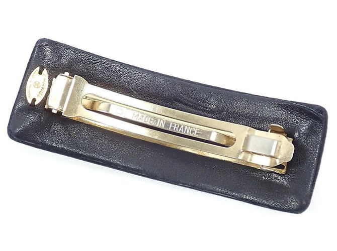 Chanel Haarspange aus Leder und schwarzem Satin - Ansicht 5